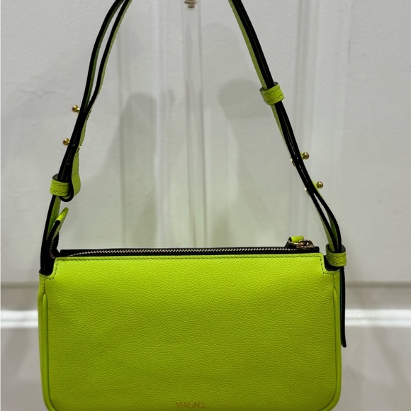 Versace La Medusa Calf Skin Green Pebbled Leather Shoulder Small Bag New NWT - Picture 10 of 15